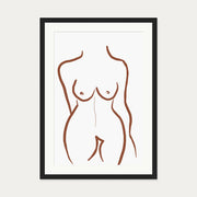 Female Nude Illustration Line Art Print — 50 x 70 cm — Black Frame