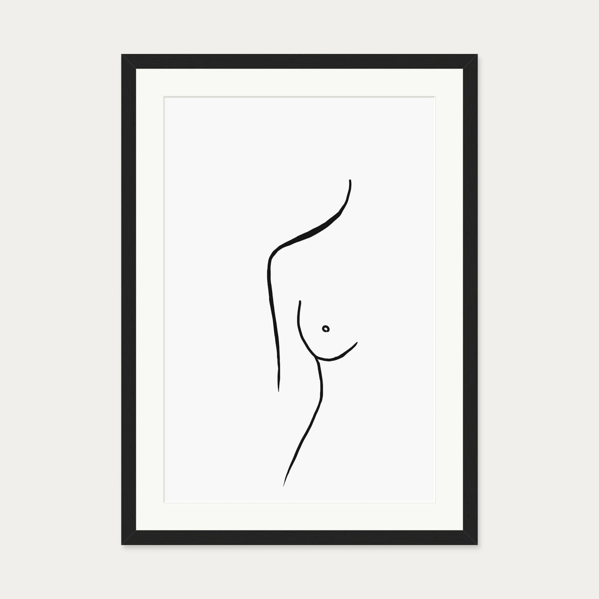 Nude Female Line Art Print — 50 x 70 cm — Black Frame