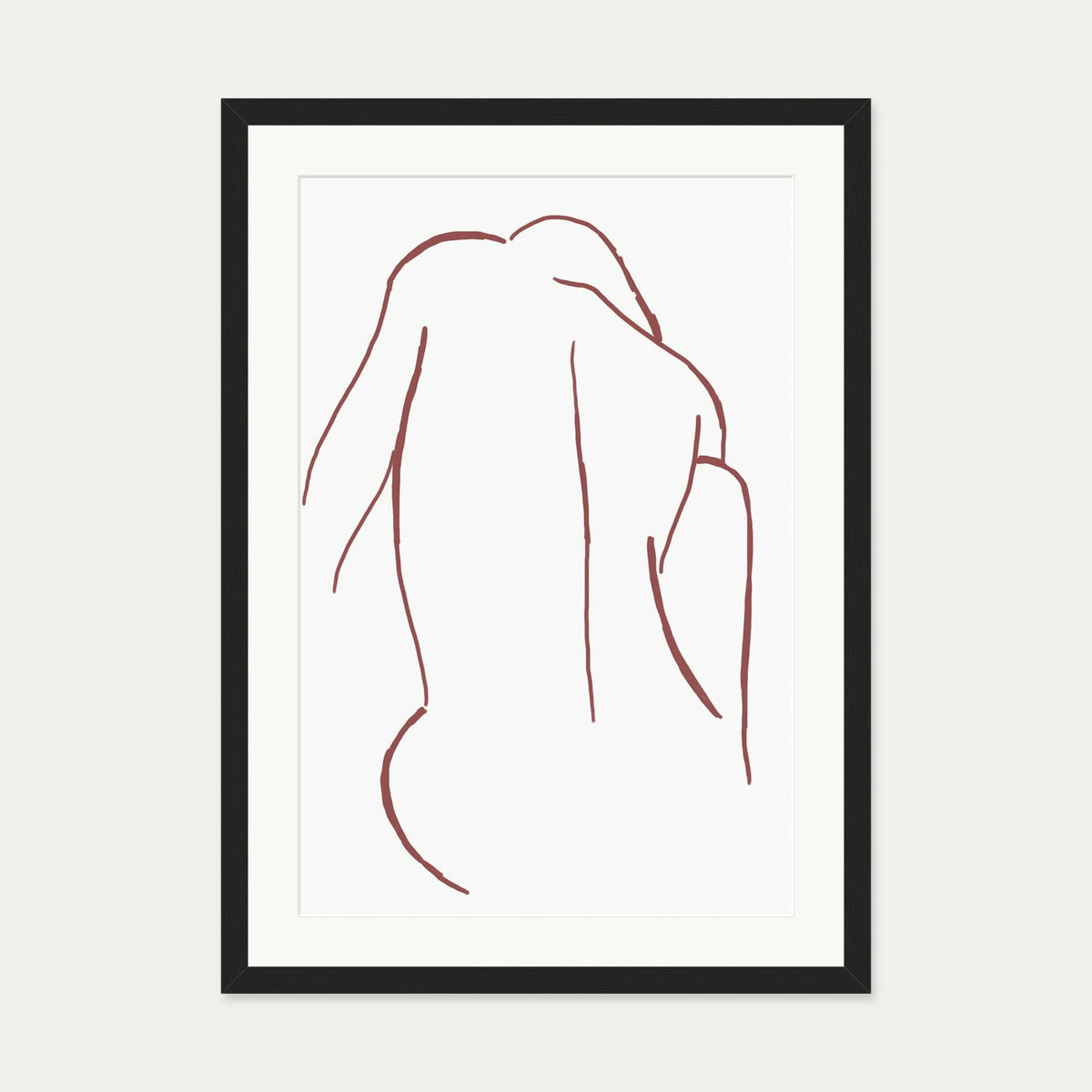 Sitting Figure Line Art Print — 50 x 70 cm — Black Frame