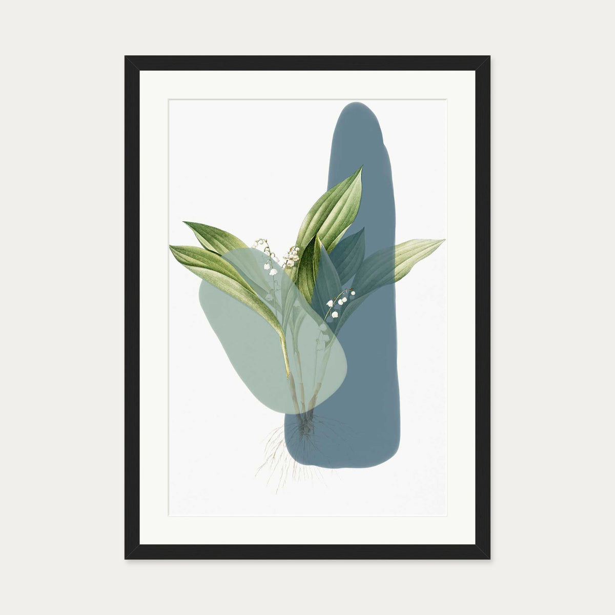 Modern Botanical Abstract Art Print — 50 x 70 cm — Black Frame