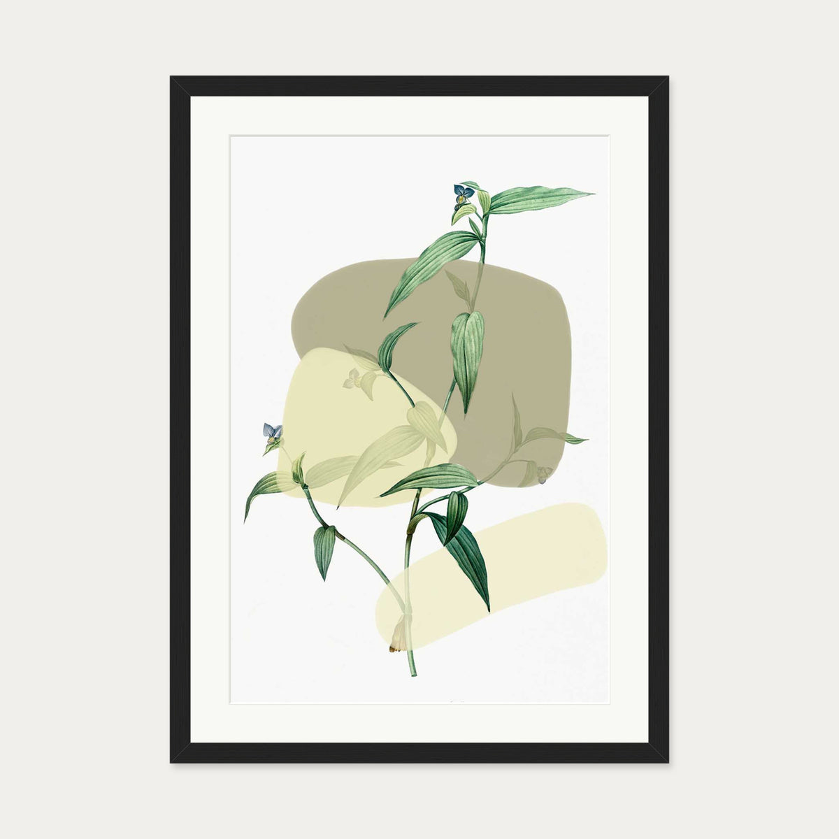 Vintage Plant With Shapes 2 Art Print — 50 x 70 cm — Black Frame