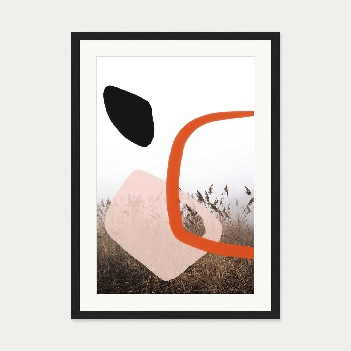 Abstract Field With Colours 2 Art Print — 50 x 70 cm — Black Frame