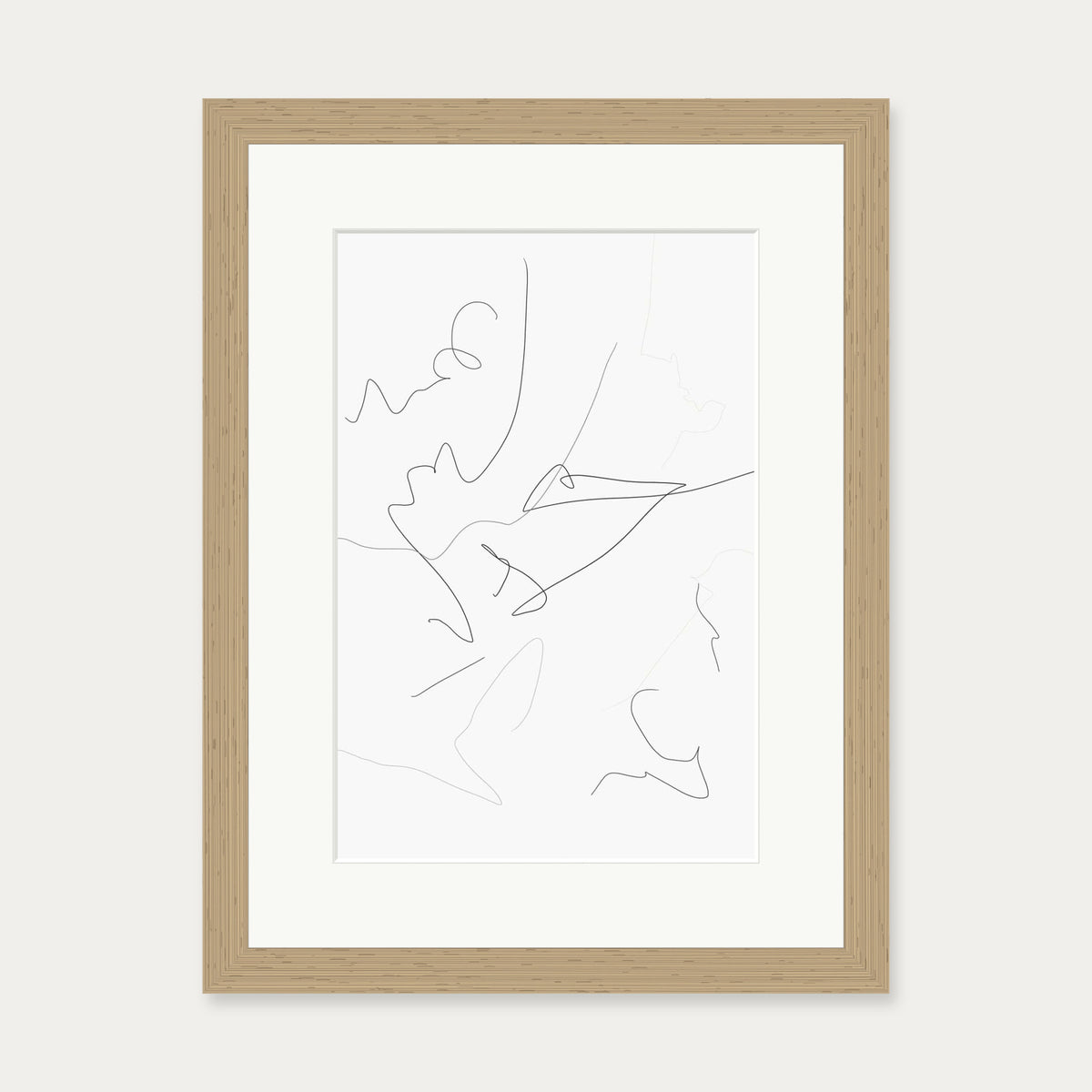 Abstract Line Art Print — 30 x 40 cm — Oak Frame