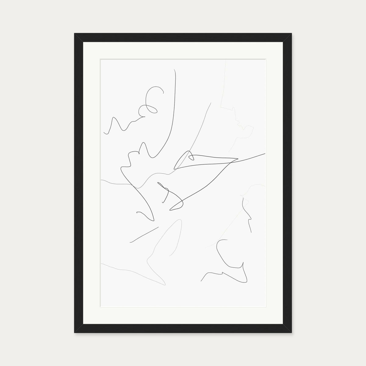 Abstract Line Art Print — 50 x 70 cm — Black Frame