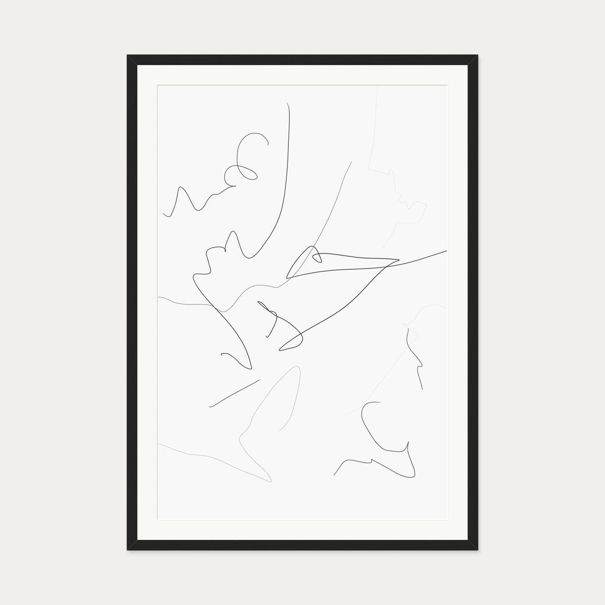 Abstract Line Art Print — 70 x 100 cm — Black Frame