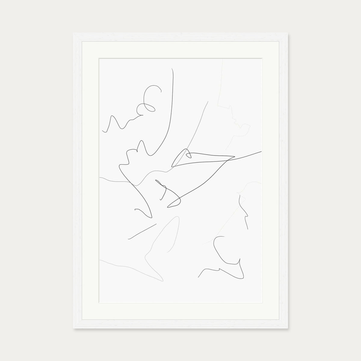 Abstract Line Art Print — 50 x 70 cm — White Frame