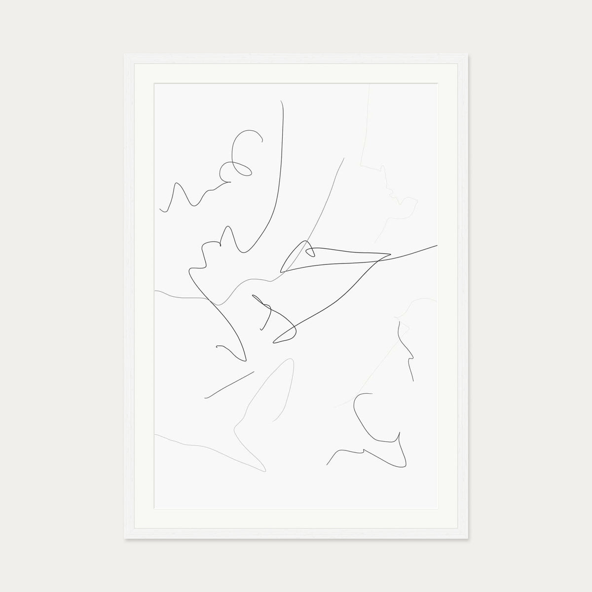 Abstract Line Art Print — 70 x 100 cm — White Frame