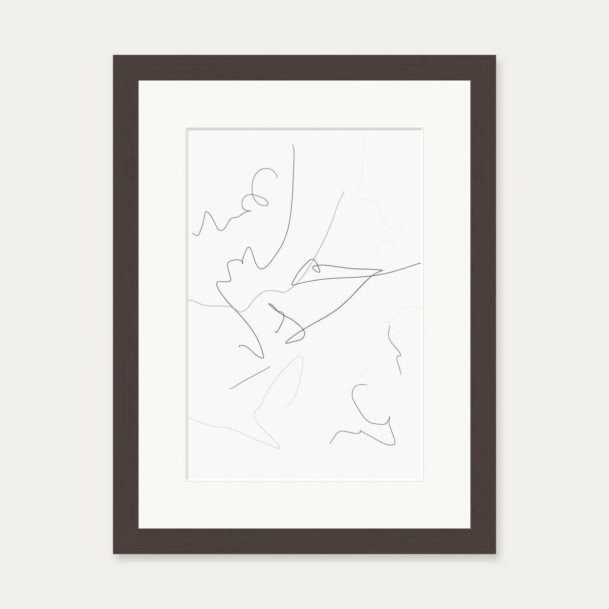 Abstract Line Art Print — 30 x 40 cm — Brown Frame