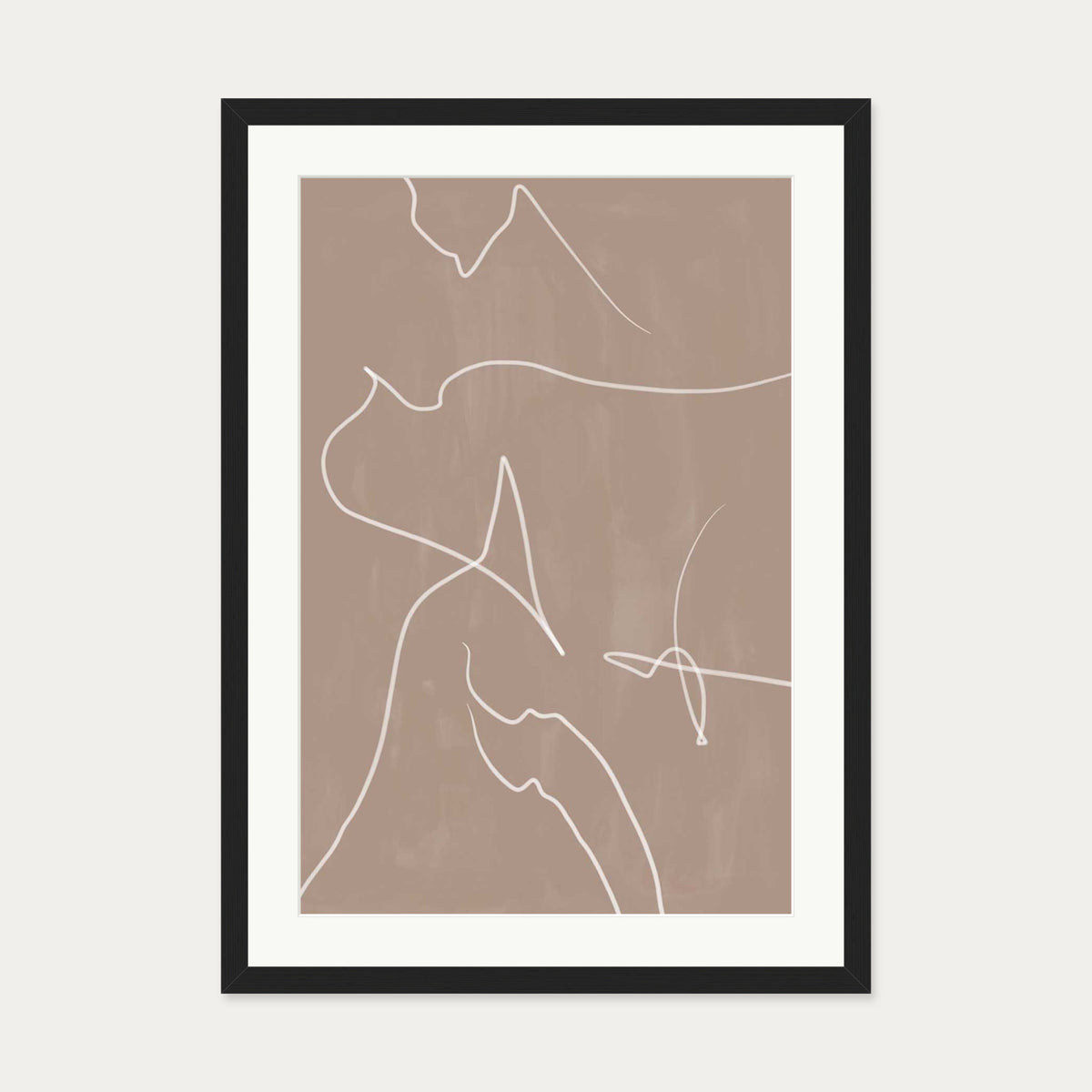 Modern Abstract Lines Art Print — 50 x 70 cm — Black Frame