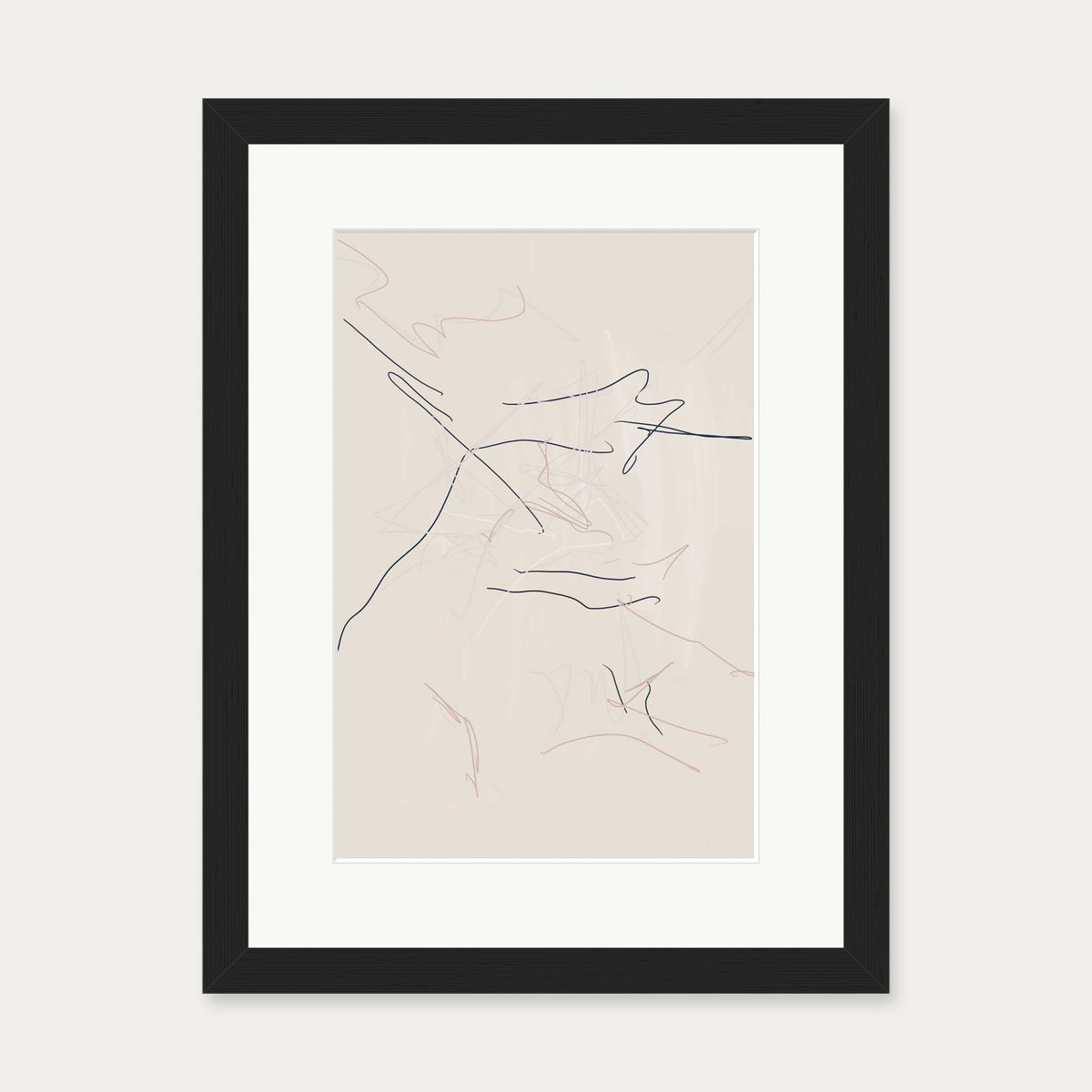 Abstract Line Drawing Art Print — 30 x 40 cm — Black Frame