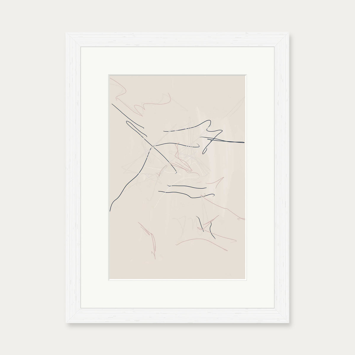 Abstract Line Drawing Art Print — 30 x 40 cm — White Frame
