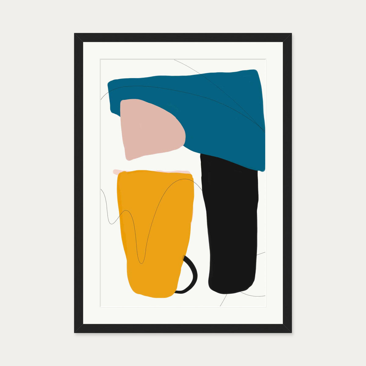 Mid Century Modern Art Print — 50 x 70 cm — Black Frame