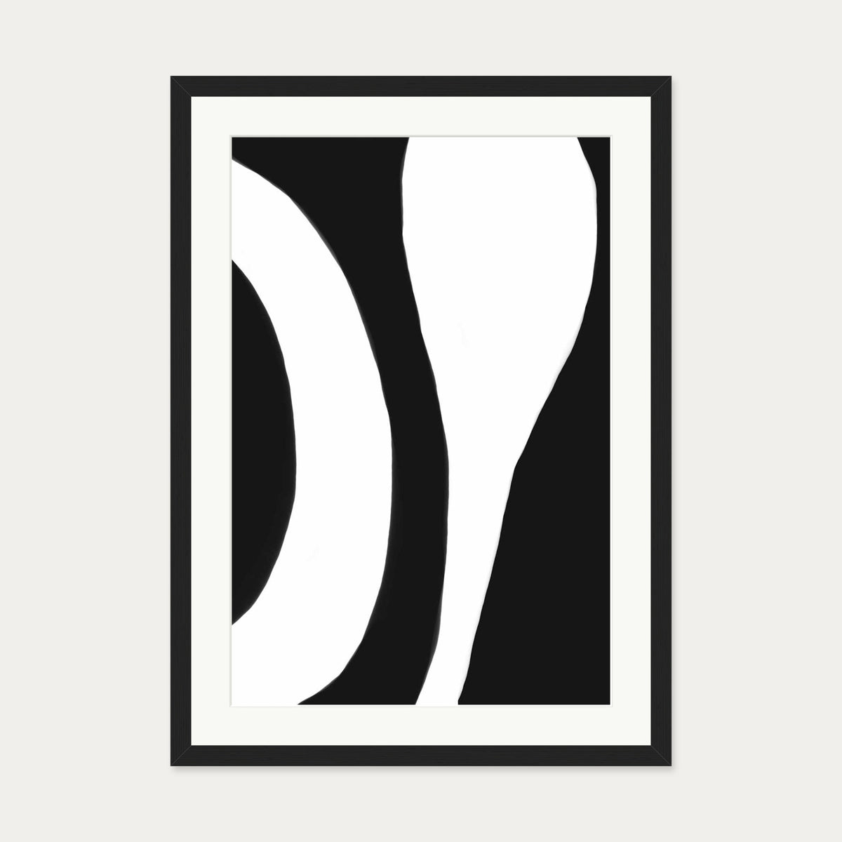 Black And White Abstract Lines Art Print — 50 x 70 cm — Black Frame