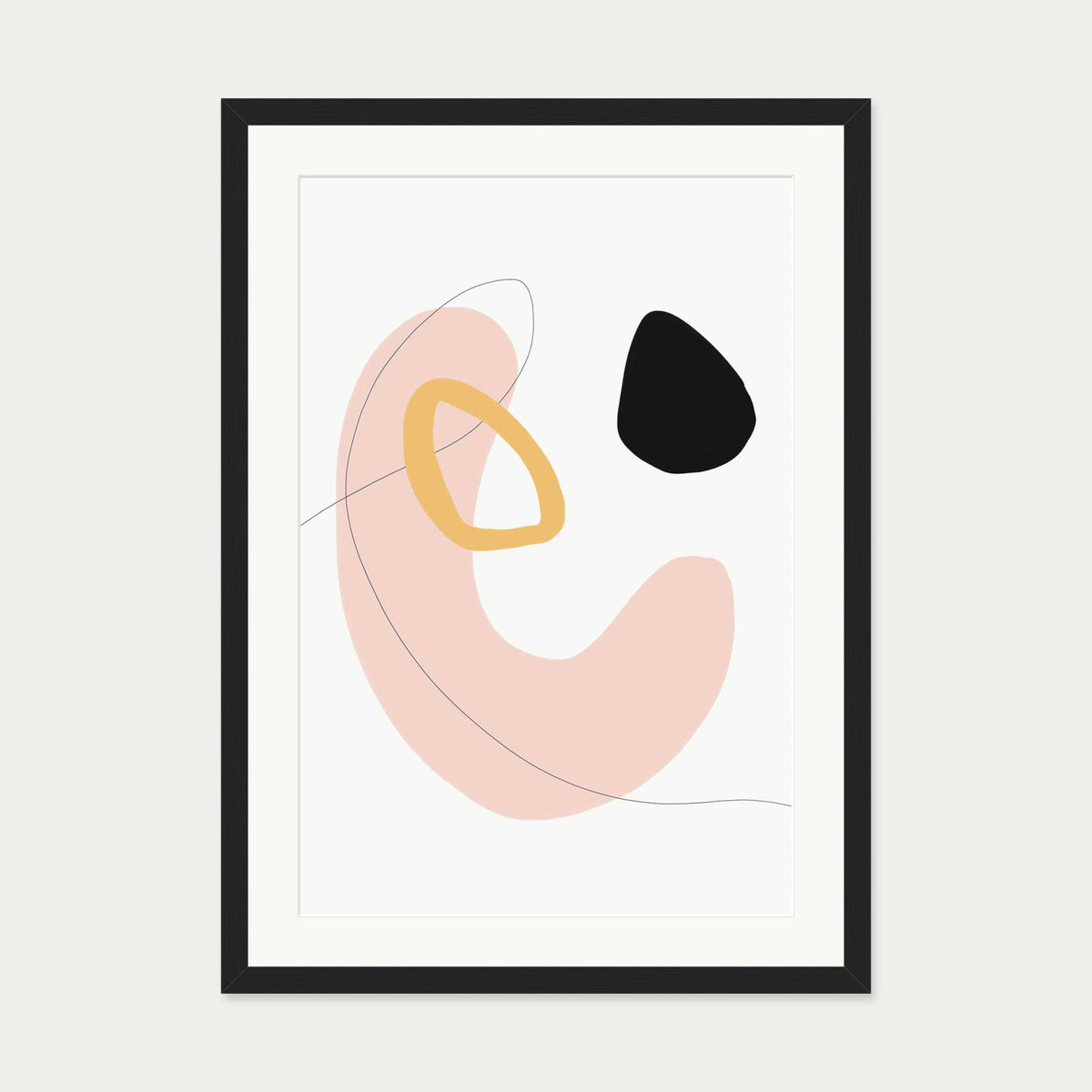 Organic Bean Shapes Art Print — 50 x 70 cm — Black Frame