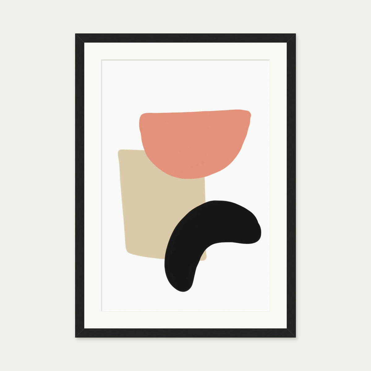 Bean And Shapes Art Print — 50 x 70 cm — Black Frame