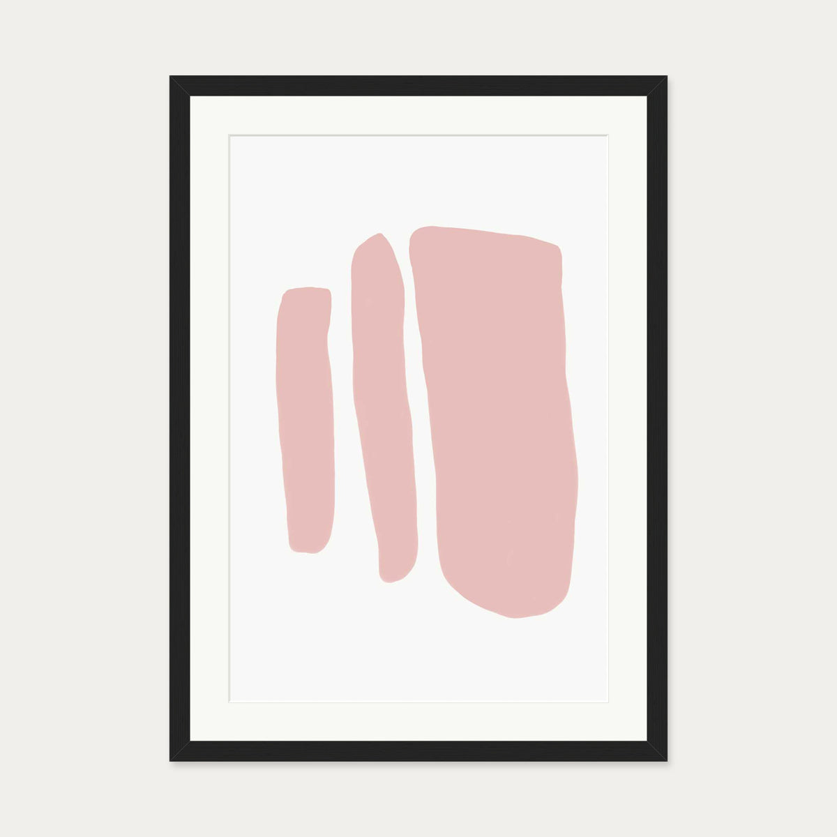 Blush Three Lines Art Print — 50 x 70 cm — Black Frame