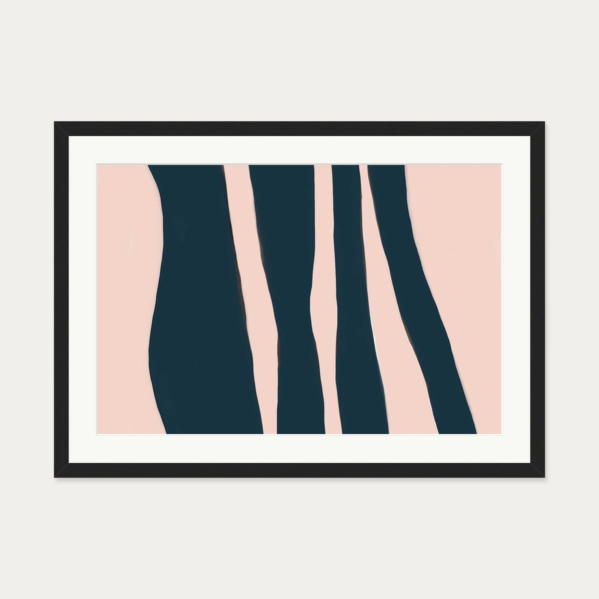 Blush On Navy Stripes Art Print — 50 x 70 cm — Black Frame