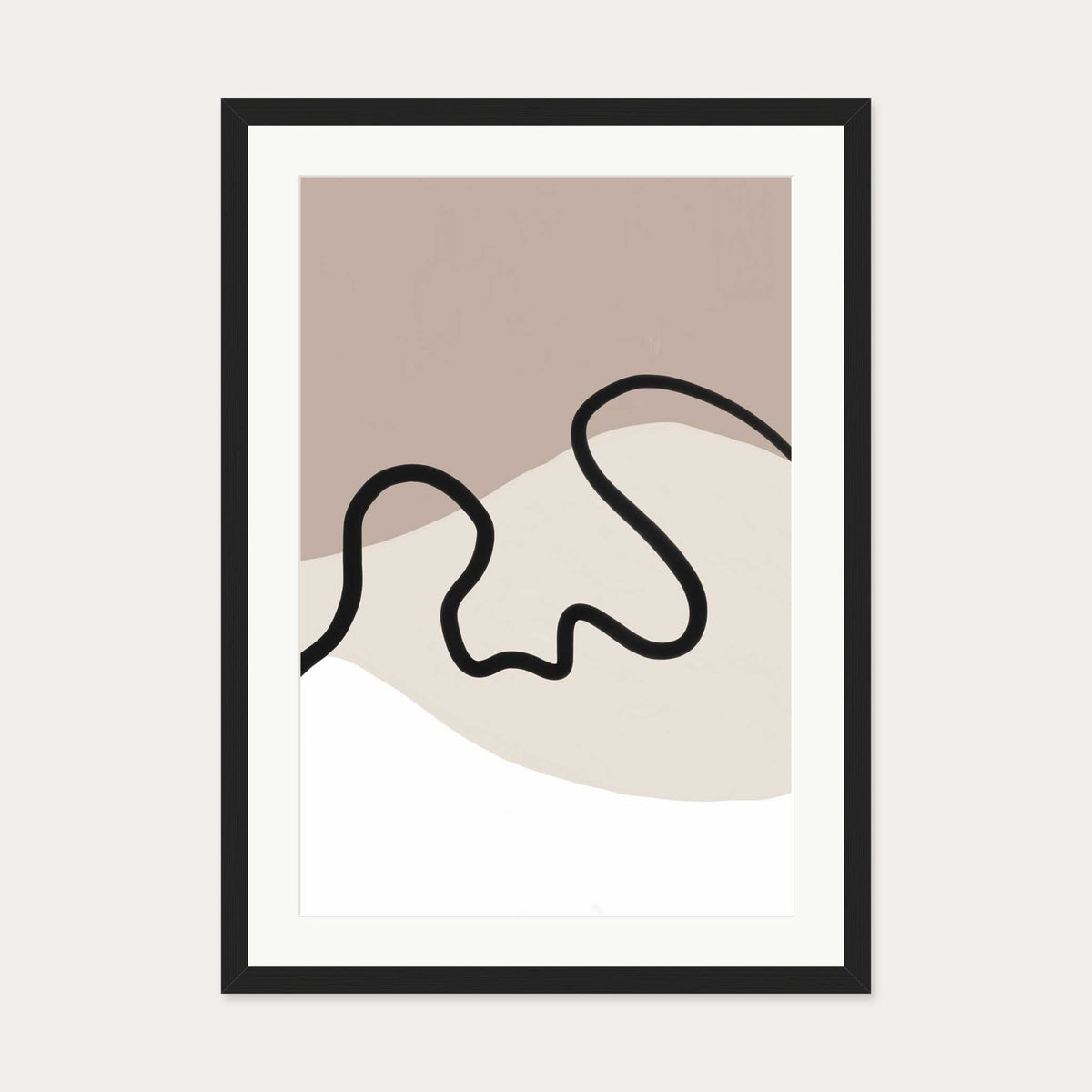 Neutral Brown Lines Art Print — 50 x 70 cm — Black Frame