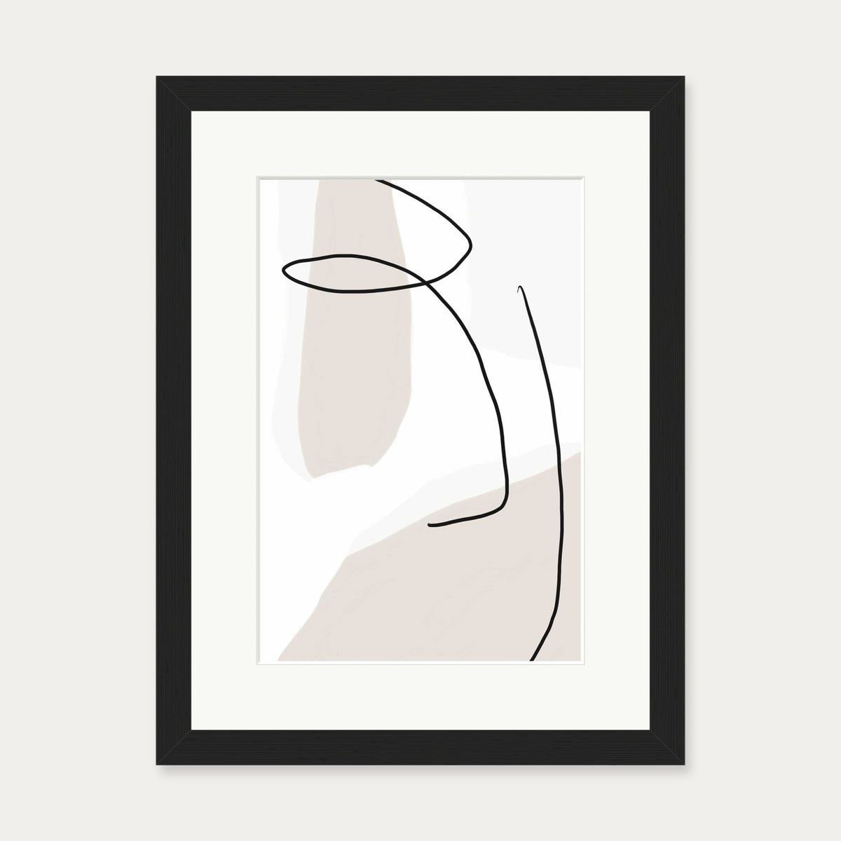 Contemporary Face Line Art Print — 30 x 40 cm — Black Frame
