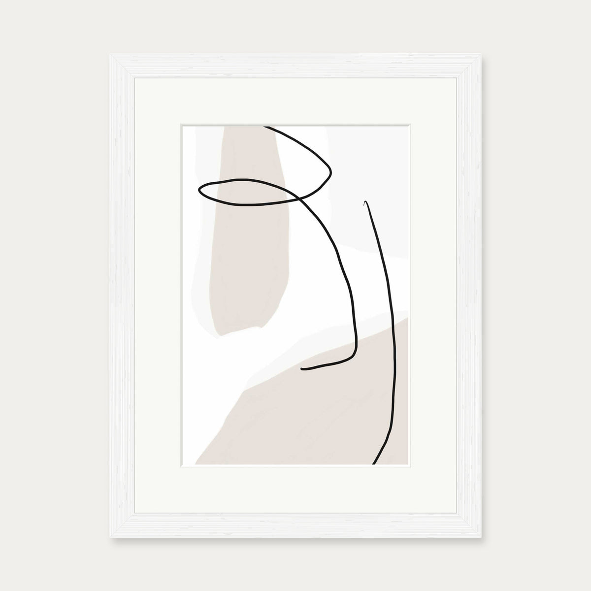 Contemporary Face Line Art Print — 30 x 40 cm — White Frame
