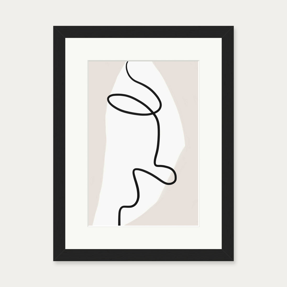 Abstract Face Line Art Print — 30 x 40 cm — Black Frame