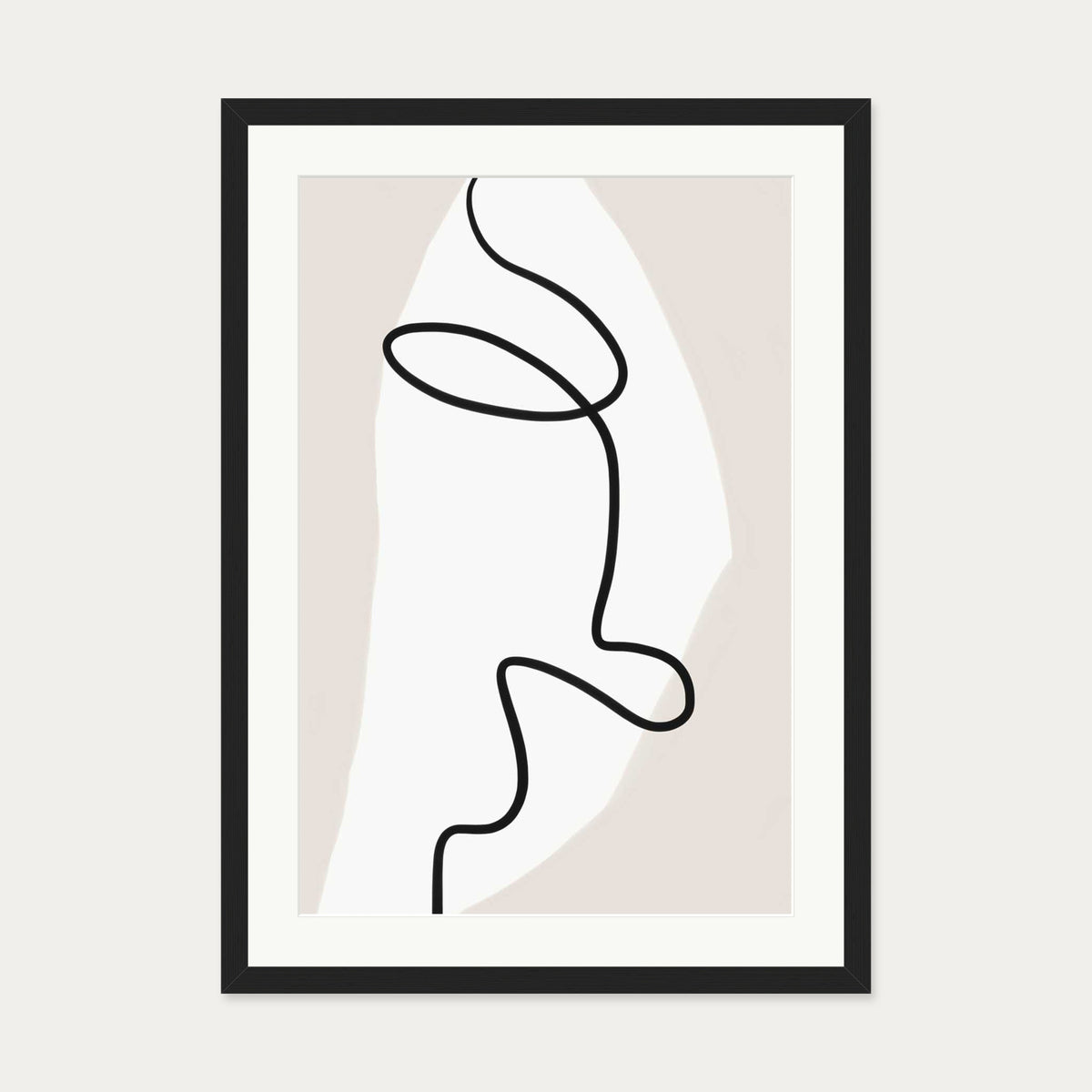 Abstract Face Line Art Print — 50 x 70 cm — Black Frame