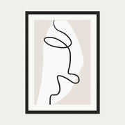 Abstract Face Line Art Print — 50 x 70 cm — Black Frame