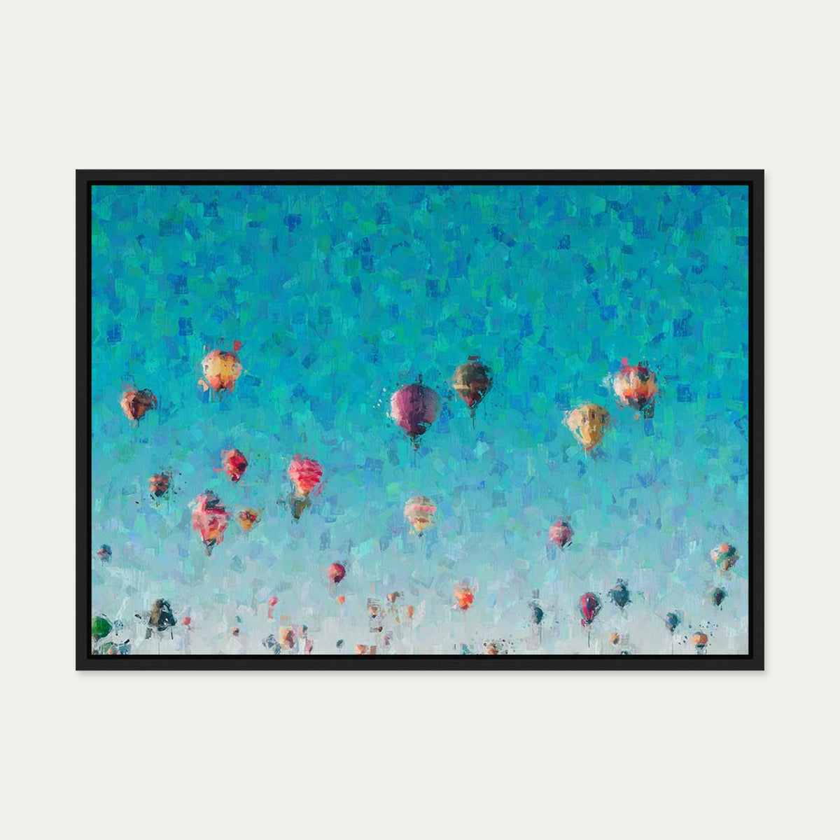Hot Air Balloons Canvas Art — 50 x 70 cm — Black Frame