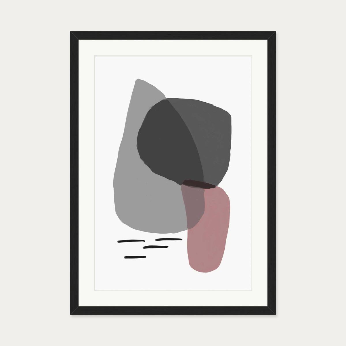 Minimal Abstract Shapes 2 Art Print — 50 x 70 cm — Black Frame