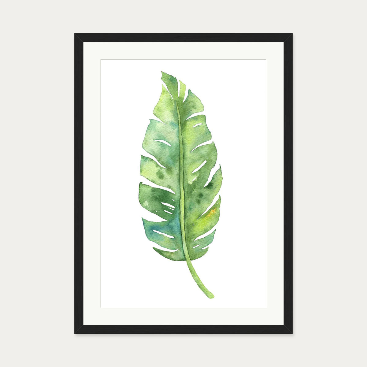 Botanical Watercolour Leaf Art Print — 50 x 70 cm — Black Frame