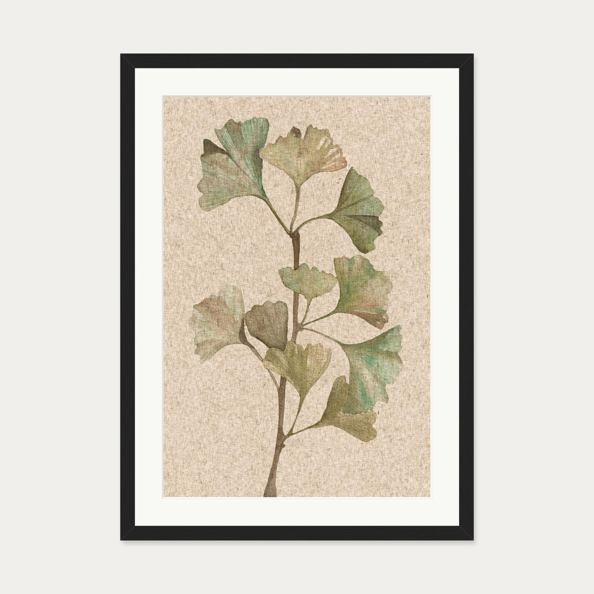 Vintage Botanical Leaf Art Print — 50 x 70 cm — Black Frame