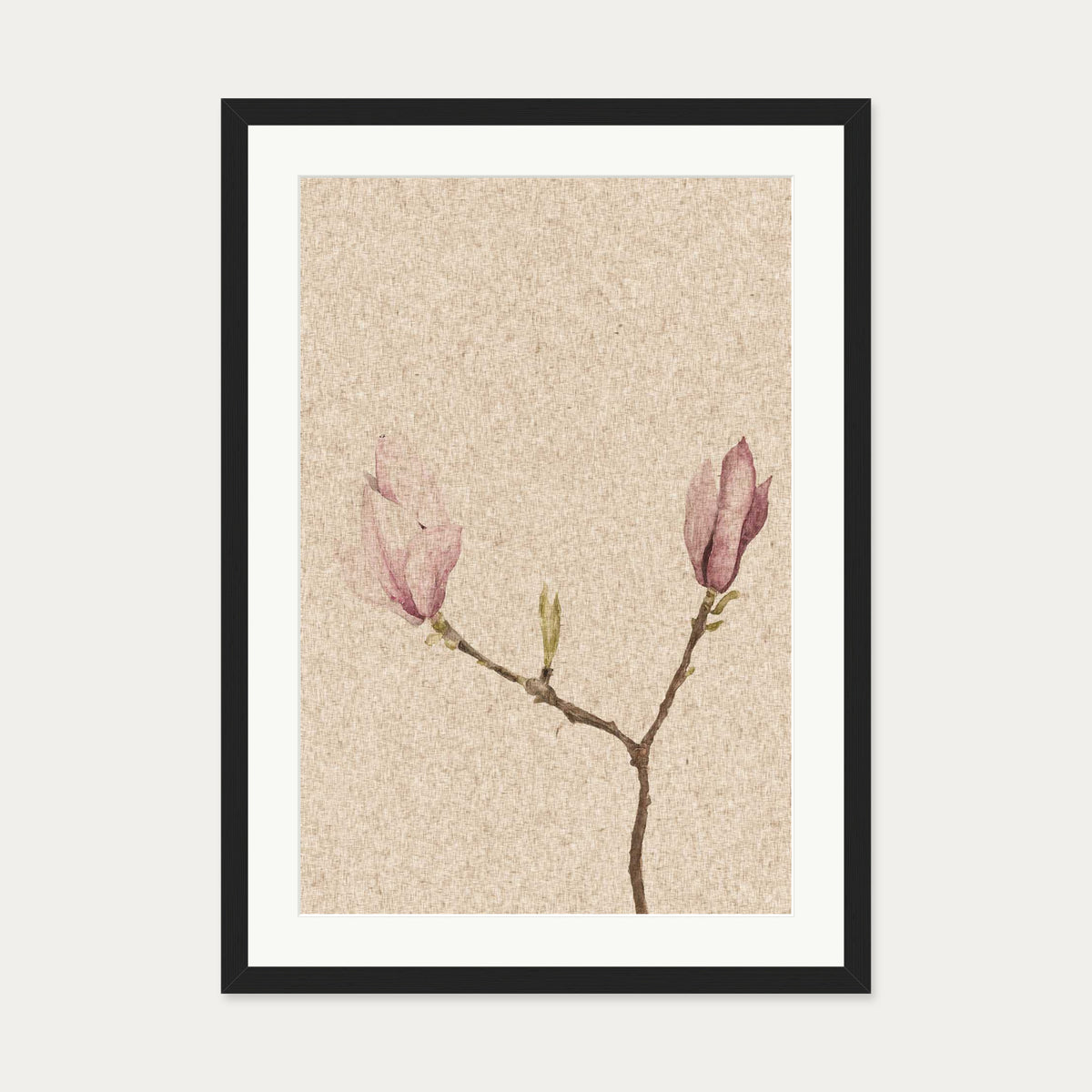 Vintage Rose Art Print — 50 x 70 cm — Black Frame