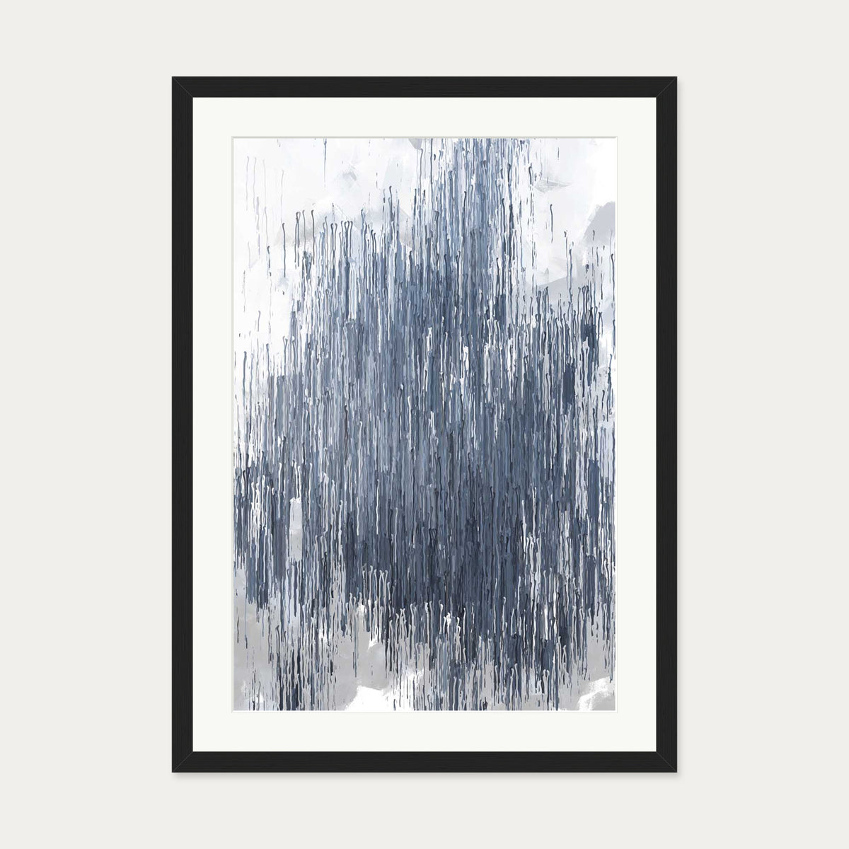 Grey Abstract Stripes Art Print — 50 x 70 cm — Black Frame