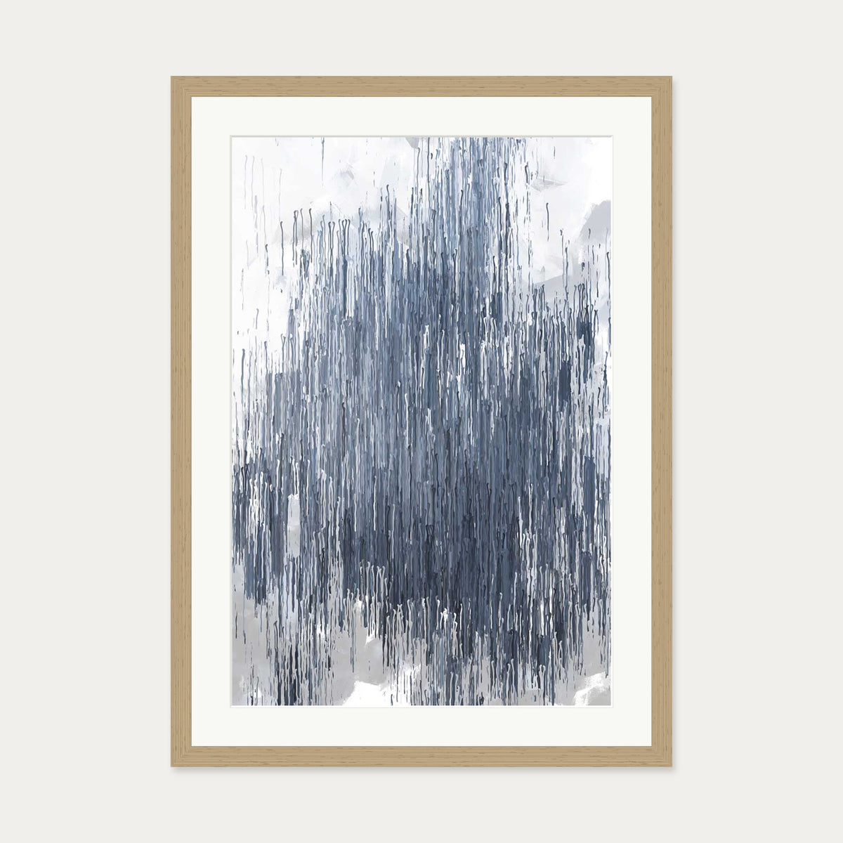 Grey Abstract Stripes Art Print — 50 x 70 cm — Oak Frame