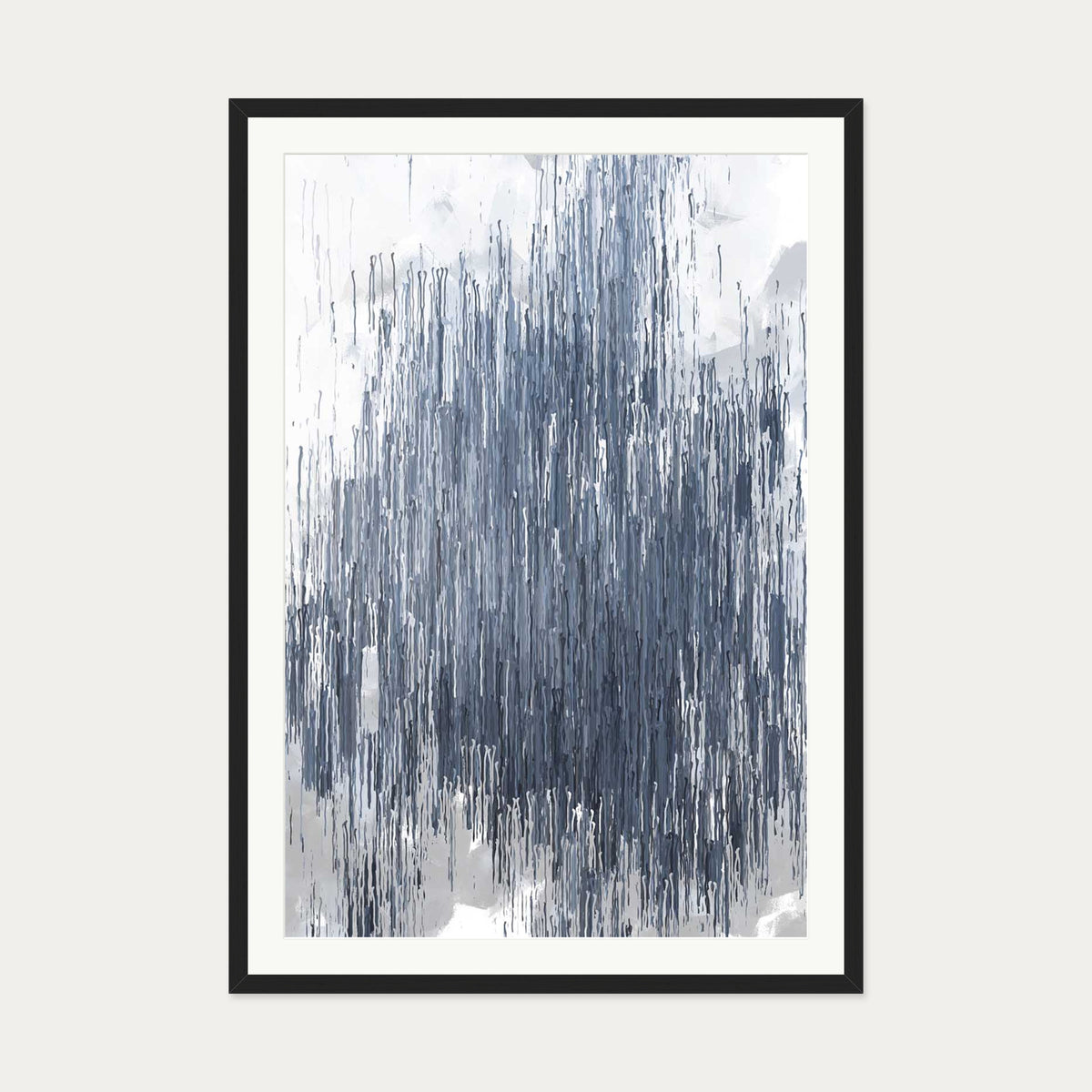 Grey Abstract Stripes Art Print — 70 x 100 cm — Black Frame
