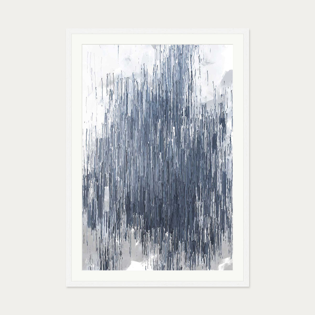 Grey Abstract Stripes Art Print — 70 x 100 cm — White Frame