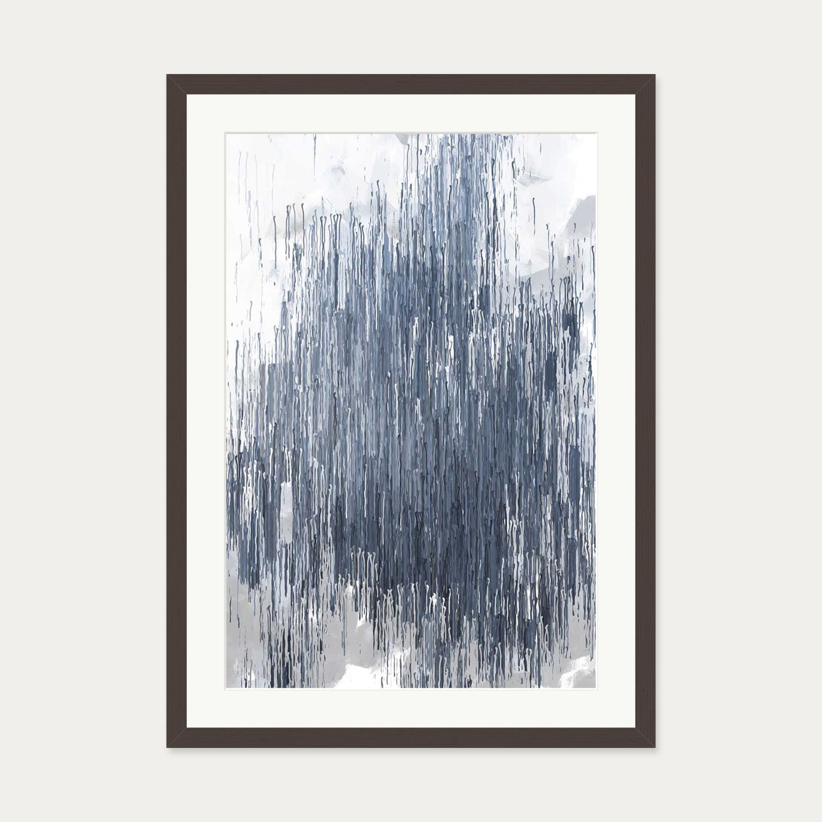 Grey Abstract Stripes Art Print — 50 x 70 cm — Brown Frame