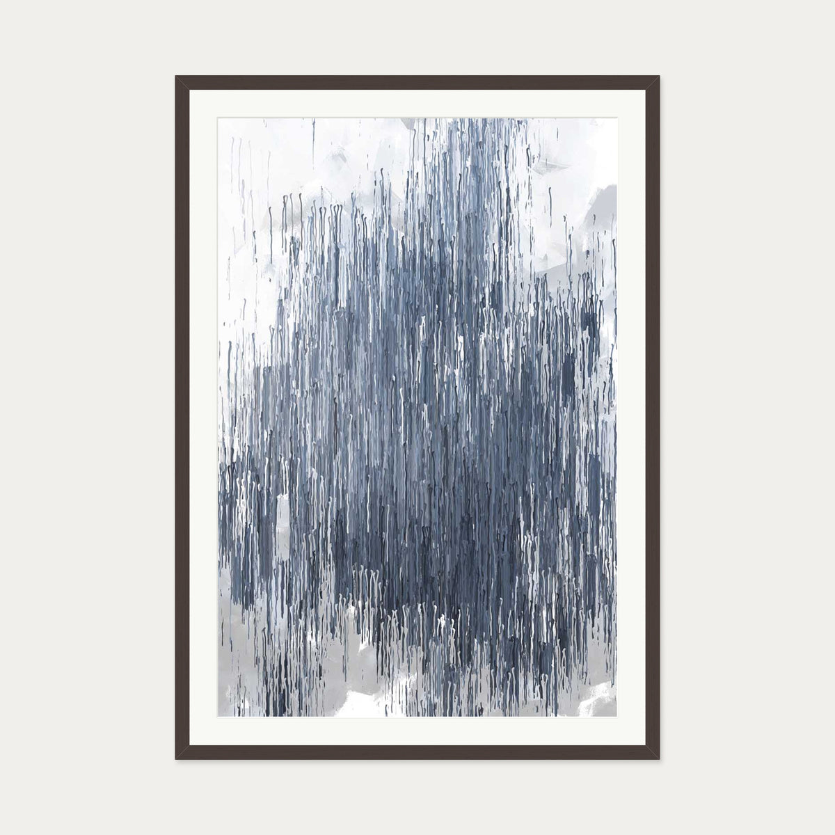 Grey Abstract Stripes Art Print — 70 x 100 cm — Brown Frame
