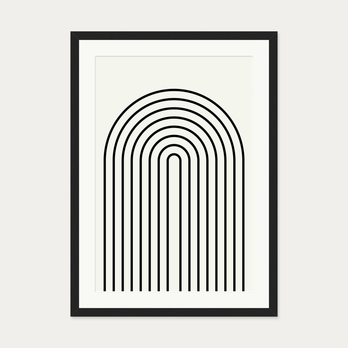 Retro Curve Art Print — 50 x 70 cm — Black Frame
