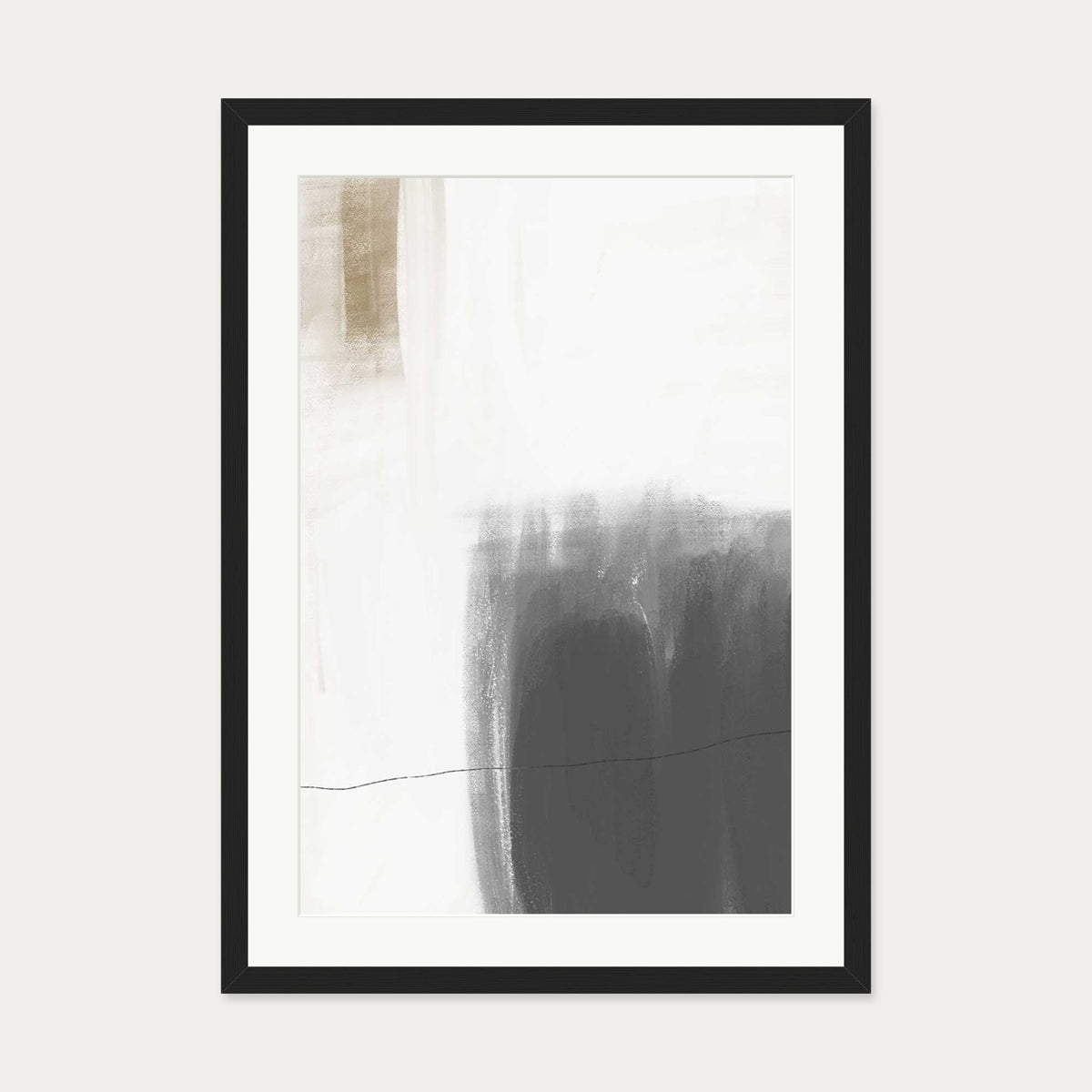 Neutral Brushed Art Print — 50 x 70 cm — Black Frame