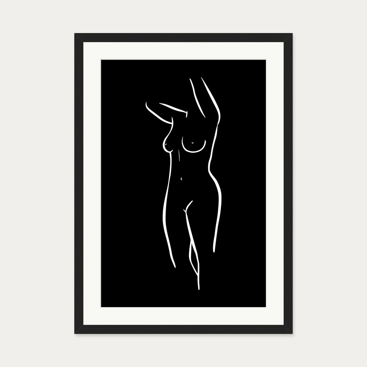 Female Figure Line Art Print — 50 x 70 cm — Black Frame