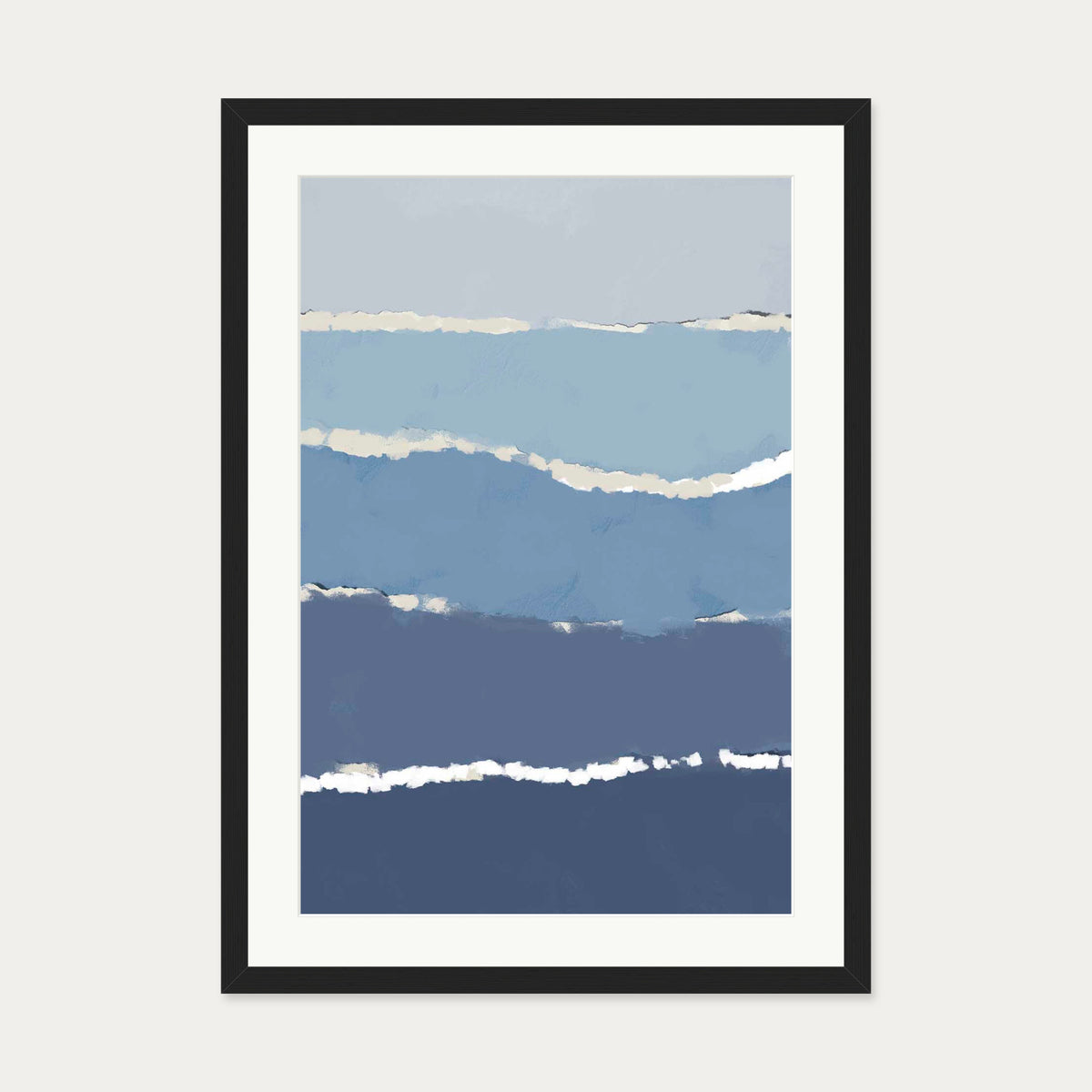 Blue Gradient Abstract Shapes Art Print — 50 x 70 cm — Black Frame
