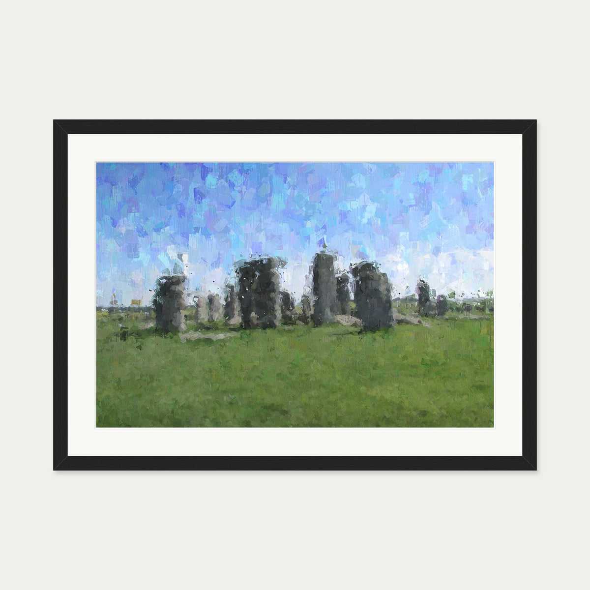Brushed Stonehenge Art Print — 50 x 70 cm — Black Frame