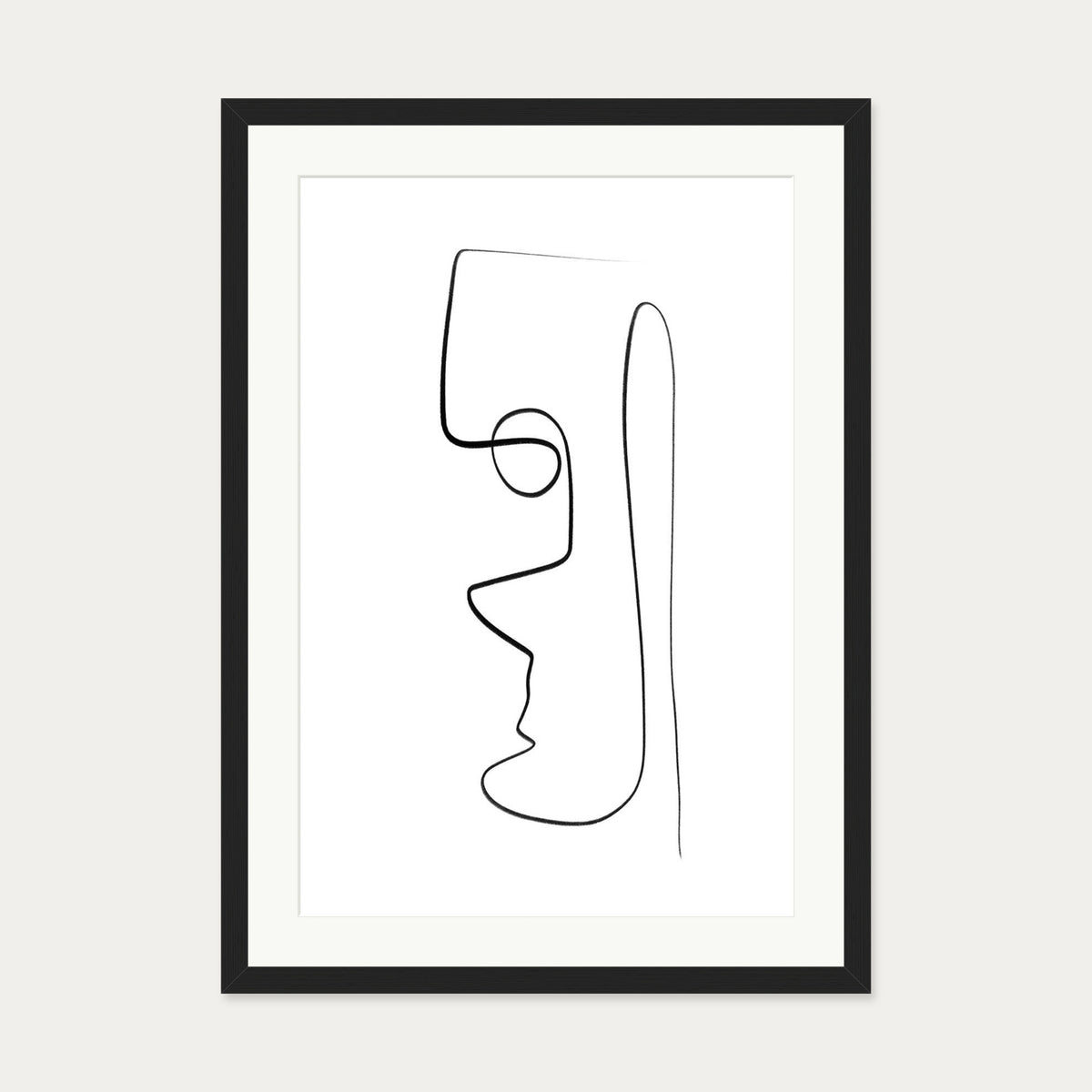 Face Line Art Print — 50 x 70 cm — Black Frame