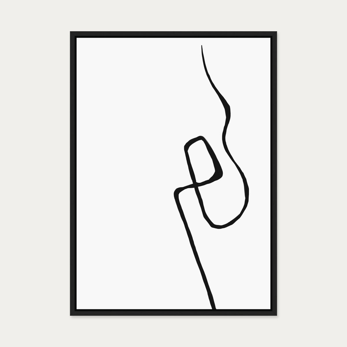 Modern Curly Line Canvas Art — 50 x 70 cm — Black Frame