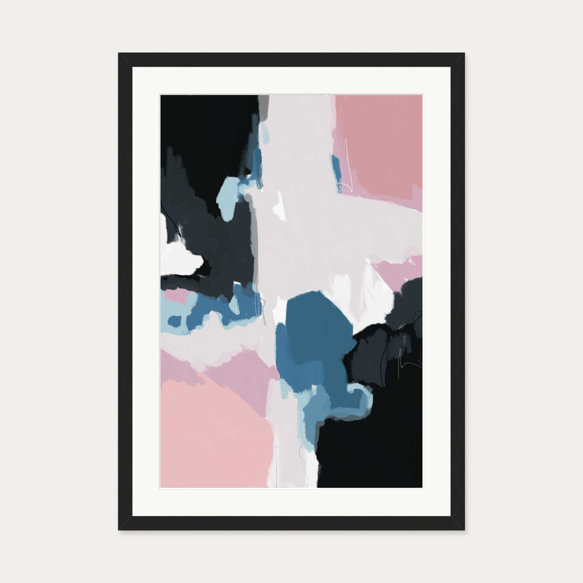 Abstract Pastel Colours 2 Art Print — 50 x 70 cm — Black Frame