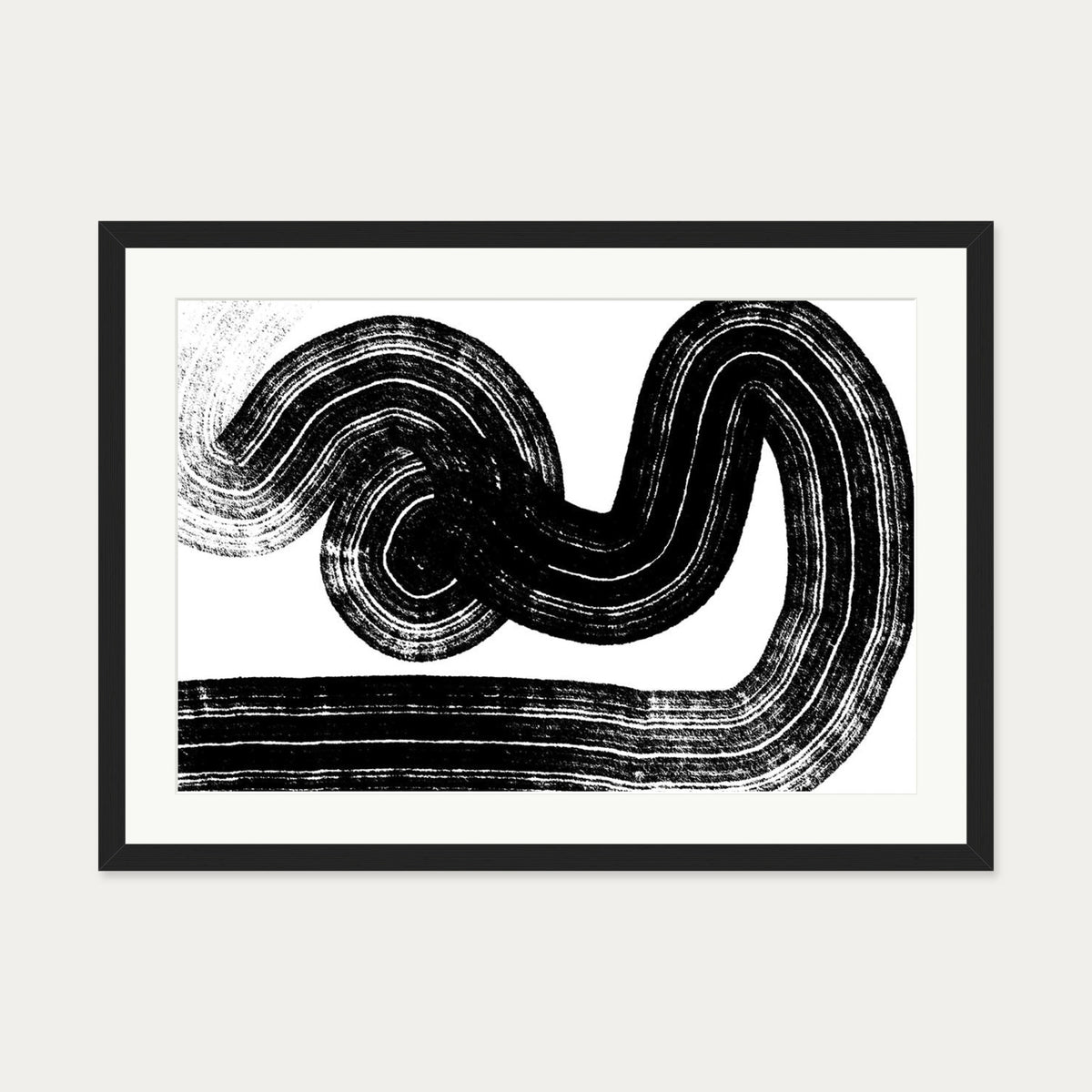 Swerve Line Art Art Print — 50 x 70 cm — Black Frame