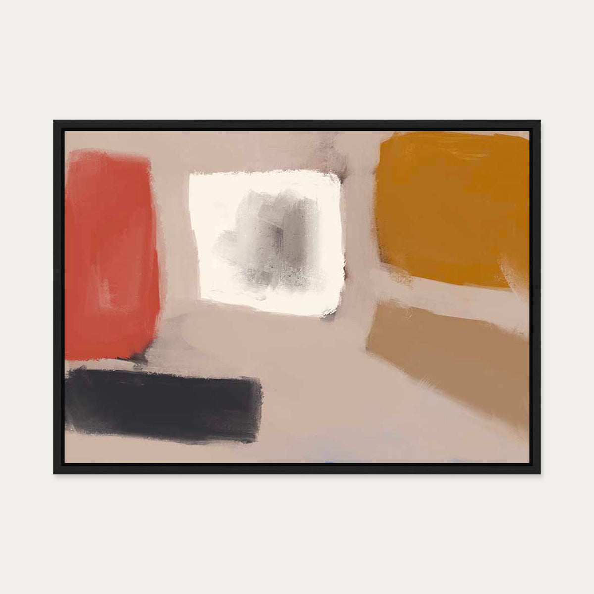 Abstract Neutral Blush Canvas Art — 50 x 70 cm — Black Frame