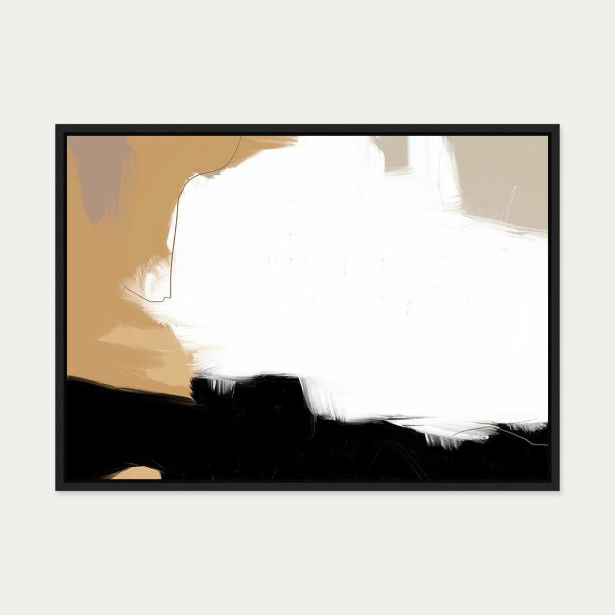 Neutral Cloud Canvas Art — 50 x 70 cm — Black Frame