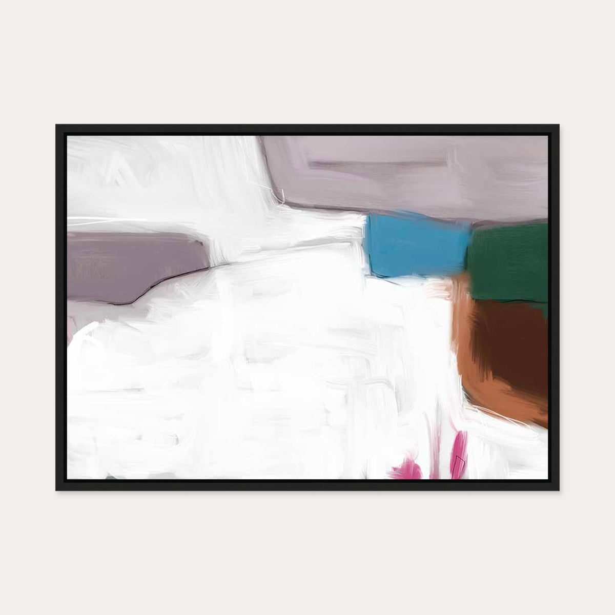 Neutral Greys and Whites Canvas Art — 50 x 70 cm — Black Frame